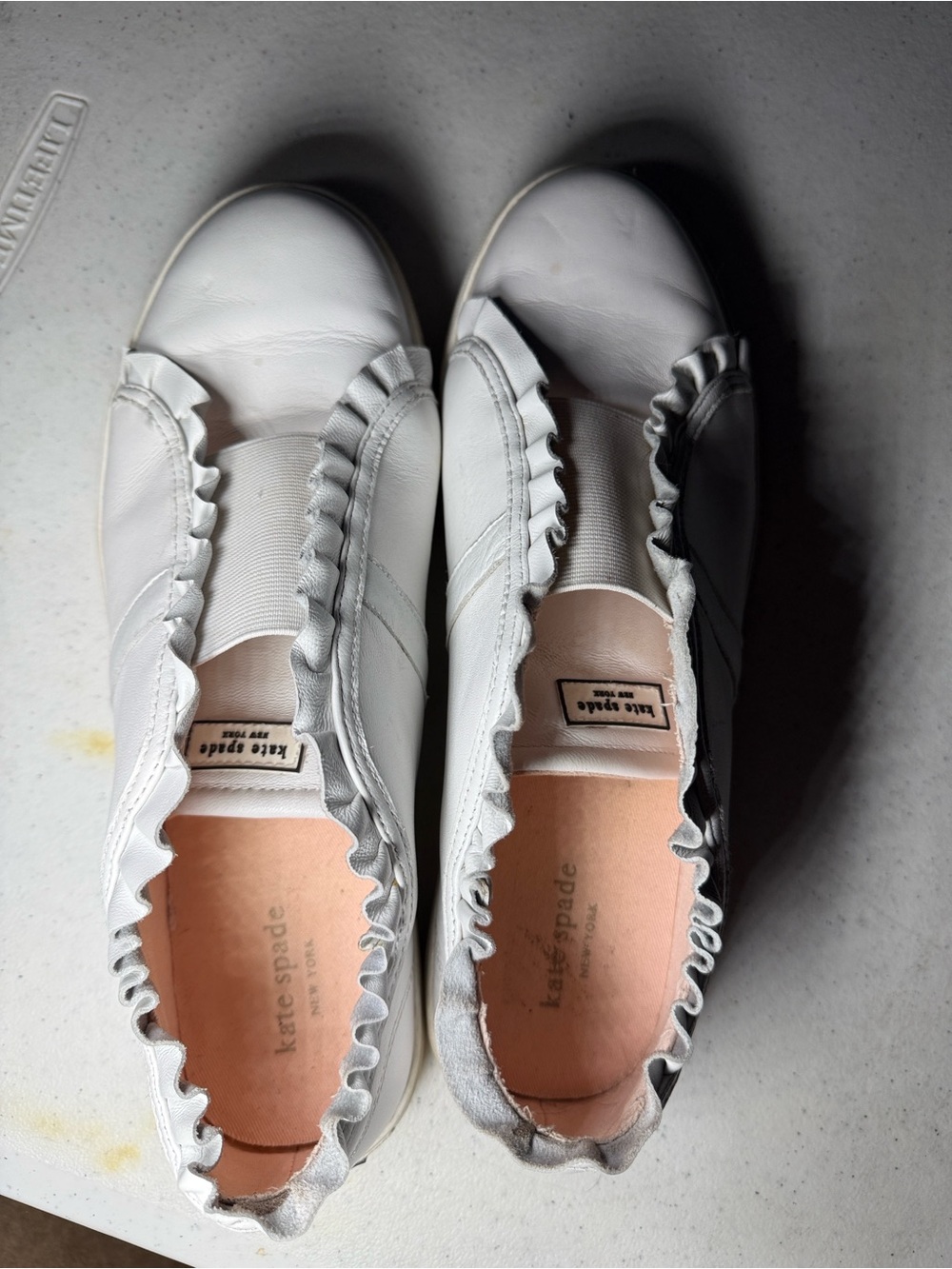 kate spade White Ruffle Slip-On Sneakers for Women